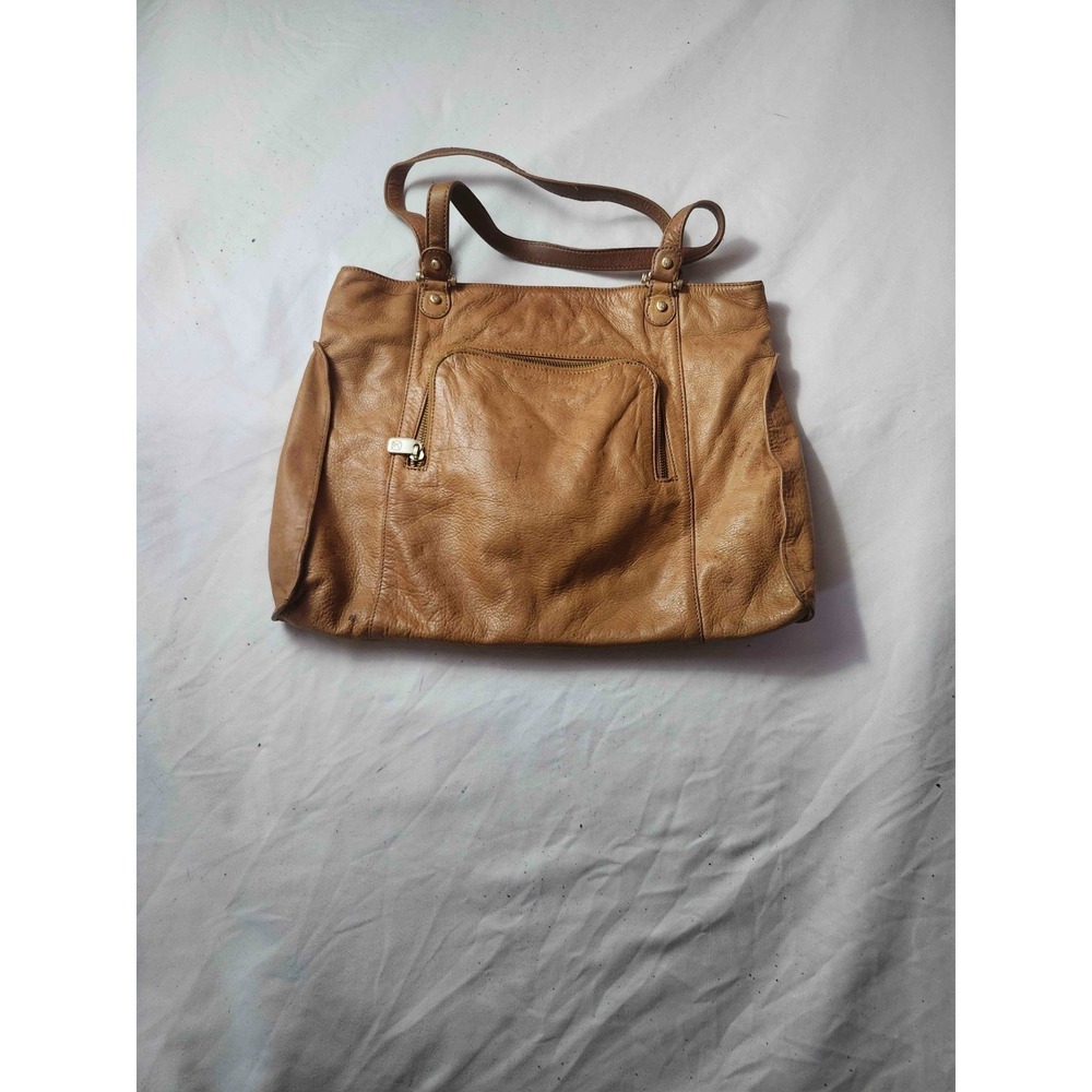 LC Lauren Conrad Tan Pebbled‎ Faux Leather Shoulder Bag Tote Hobo Gold Hardware
